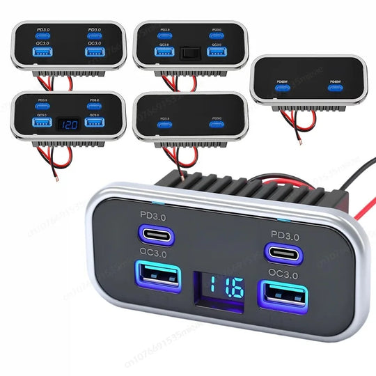 NEW 4-Port 12-24V RV USB Outlet Fast Car Charging Dual PD3.0 Dual - Nautica auto Marin heaven