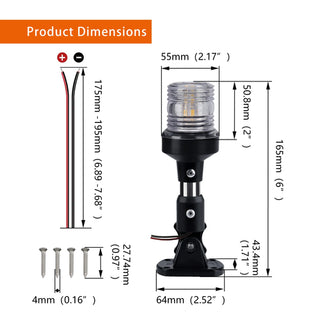 LED Fold Down Anchor Light, Sailing Signal Lamp for Marine, Boat Yacht - Nautica auto Marin heaven