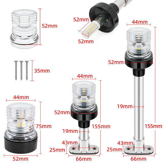 12V 24V Sailing Signal Light Boat Navigation Light Fold Down 360 - Nautica auto Marin heaven