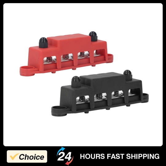 2Pcs Power Distribution Block Bus Bar 48V 250A M8 Screw 4 Terminal - Nautica auto Marin heaven