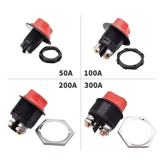 50A 100A 200A 300A Car Battery Disconnect Cut Off Kill Switch Rotary - Nautica auto Marin heaven