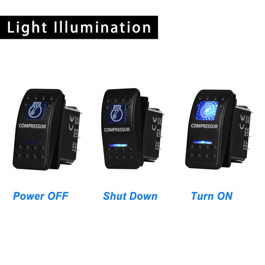 Blue Led Rocker Switch Button 5Pins&7Pins ON OFF ON For Car Marine - Nautica auto Marin heaven