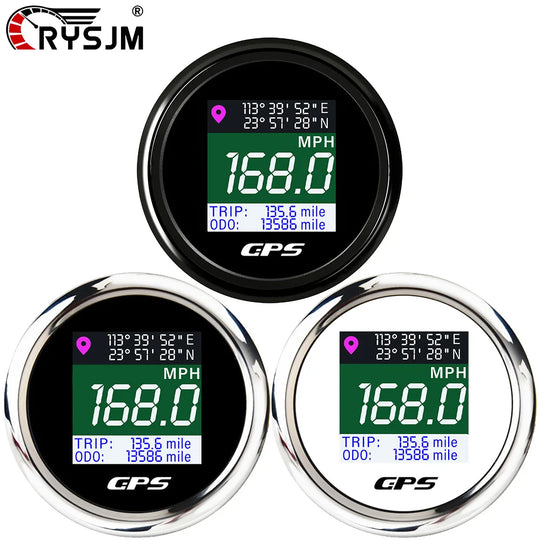 52mm TFT GPS Speedometer Digital Screen Speed Waterproof Odometer - Nautica auto Marin heaven