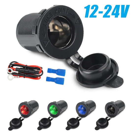 4 Colors Cigarette Lighter Socket 12V-24V Waterproof Plug Power Outlet - Nautica auto Marin heaven