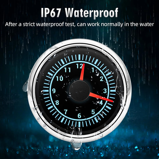 52mm 7 Color Backlight Clock Gauge With 0-12 Hours Meter Waterproof - Nautica auto Marin heaven