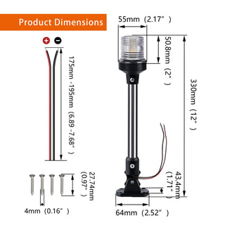 LED Fold Down Anchor Light, Sailing Signal Lamp for Marine, Boat Yacht - Nautica auto Marin heaven